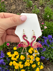 Jeweled Flamingo Earrings