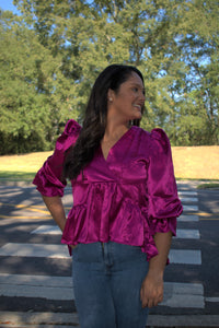 Magenta Ruffle Blouse