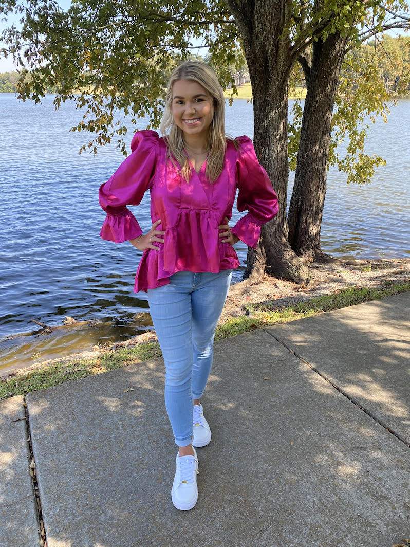 Magenta Ruffle Blouse