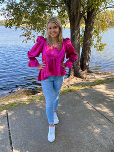 Magenta Ruffle Blouse